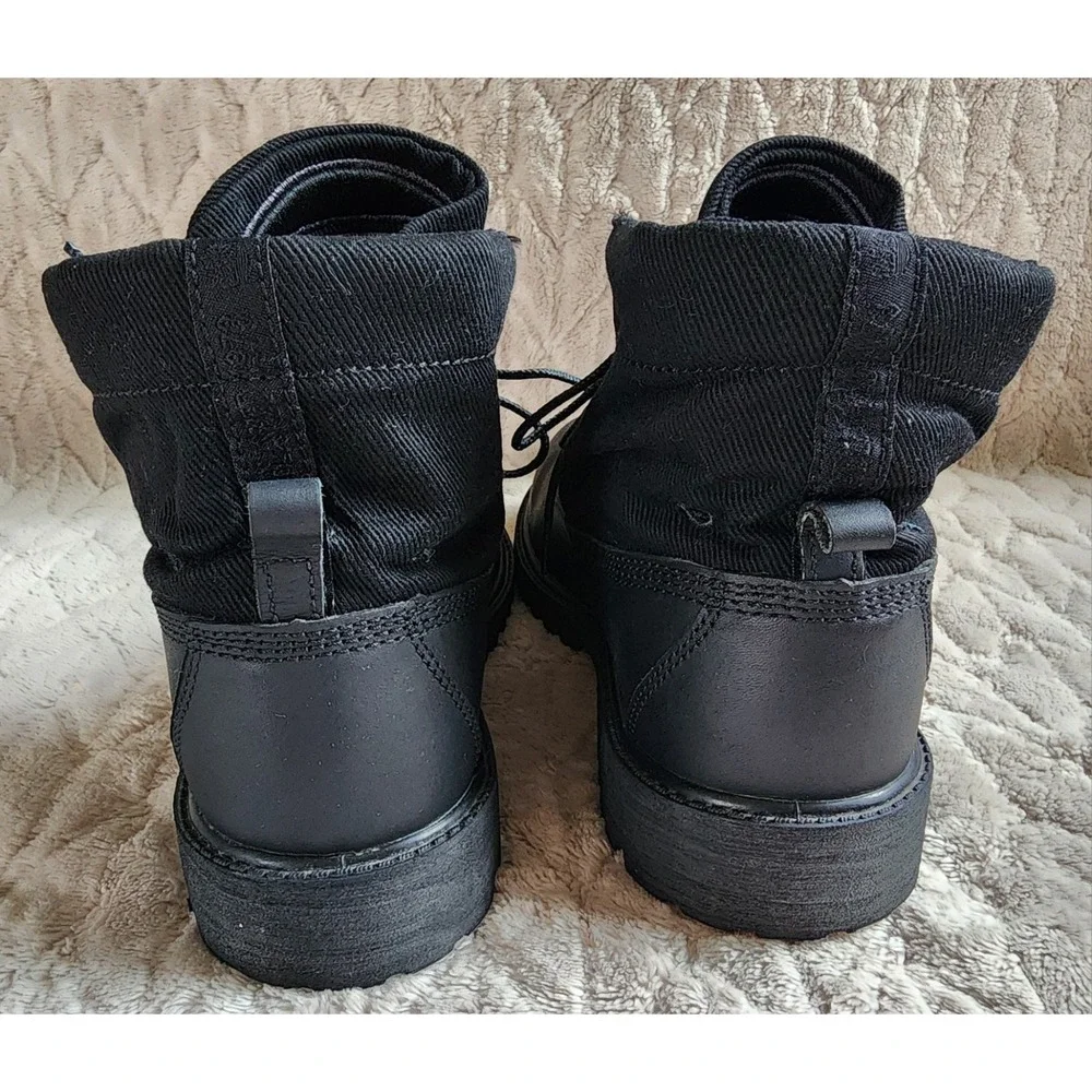 Timberland 6 inch Roll Top Waterproof Black Leather Boots Mens 6